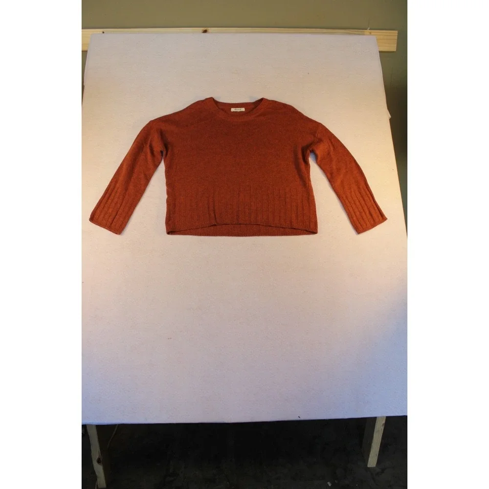 Madewell‎ Sweater Womens Rust Orange Ribbed Pullover Crew Neck Winter Outdoor